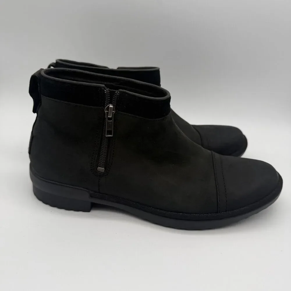 UGG Attell Waterproof Boots NEW Women's Sz 10 Shoes Black Leather Fur Lined